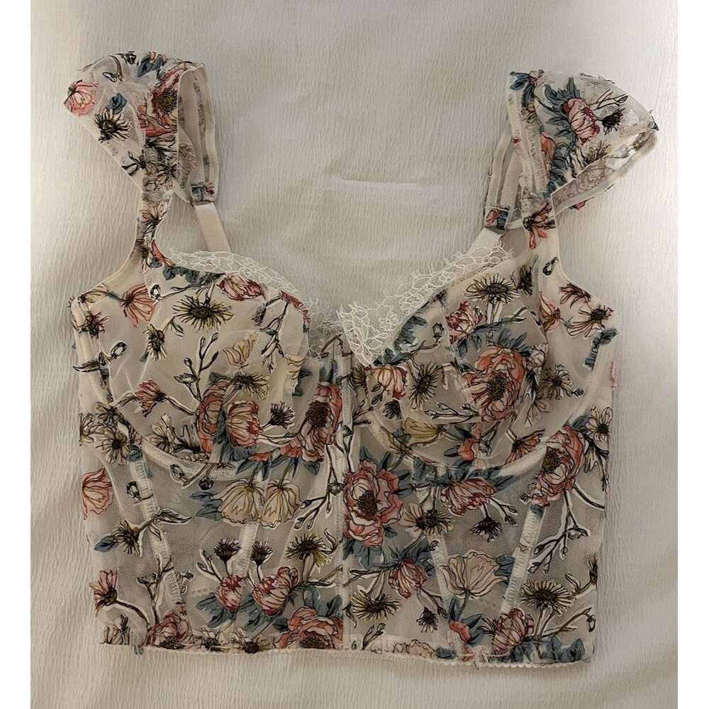 Victoria’s Secret Lace Bustier Floral White Multi No Size Fairy Coquette Sexy